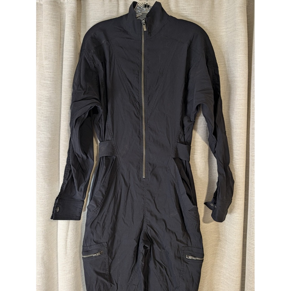 Athleta Lenox Jumpsuit Black Full Zip Utility Pocket Long Sleeve Women Size 4